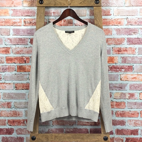 Banana Republic Sweaters - BANANA REPUBLIC Gray Lace Back Sweater